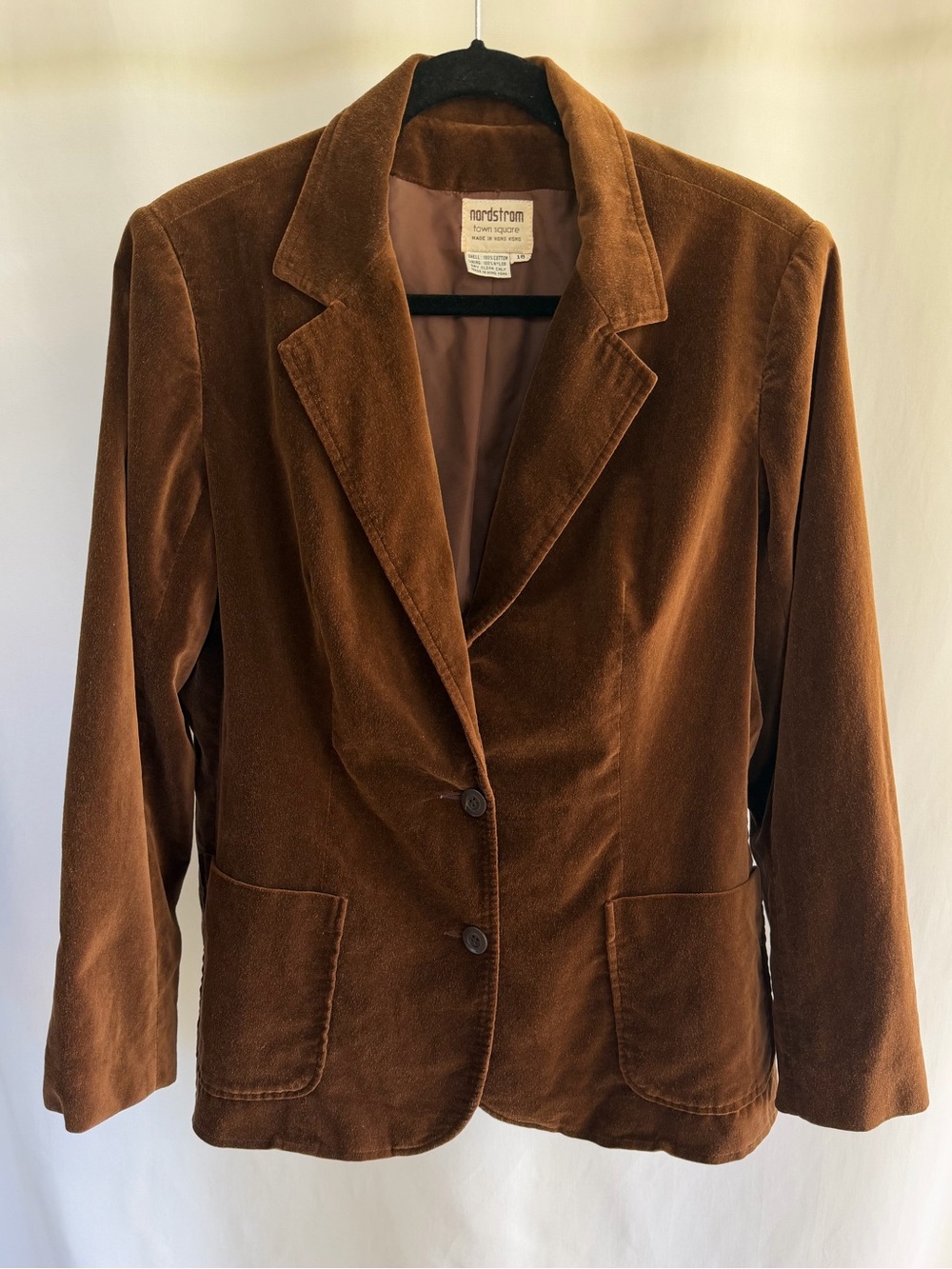 Vintage Nordstrom Town Square Chocolate Brown Velvet Blazer Size Medium